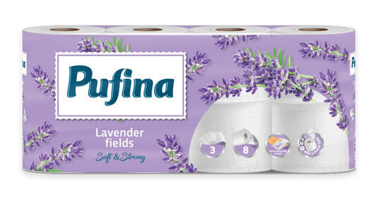 Hartie igienica Pufina Campuri de Lavanda, 20 role, 3 straturi