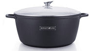 Cratita cu interior marmorat cu capac 23.4L 44 cm - Royalty Line