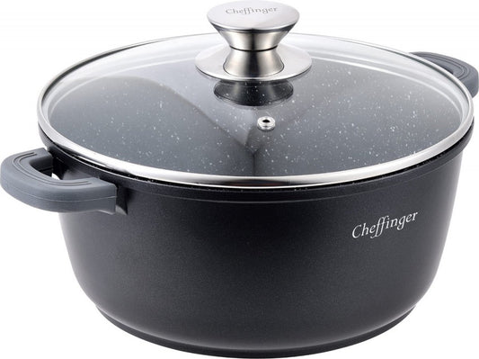 Cratita cu interior marmorat cu capac 36X16 cm, 13.2l - Cheffinger