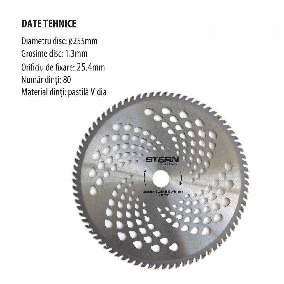 Disc profesional pentru motocoasa 255X1.3X25.4 MM X8OT - STERN AUSTRIA