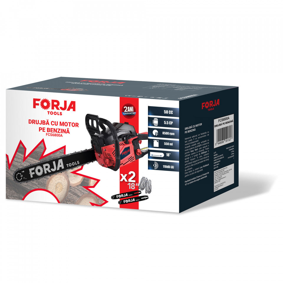 Drujba pe benzina 58CC 5.5CP 2X18" Forja FCS6800A