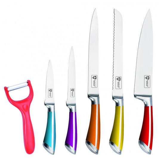 Set 6 cutite inox maner colorat - Royalty Line