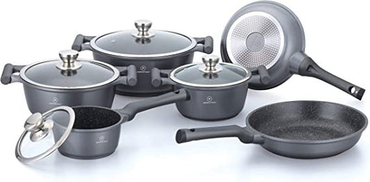 Set cratite cu interior marmorat + capac 10 piese HT-CBS1010M SILVER