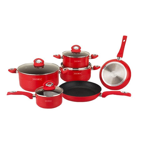 Set oale 10 piese cu interior marmorat rosu - Royalty Line