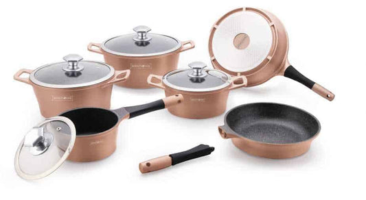 Set oale 14 piese cu interior marmorat maro - Royalty Line