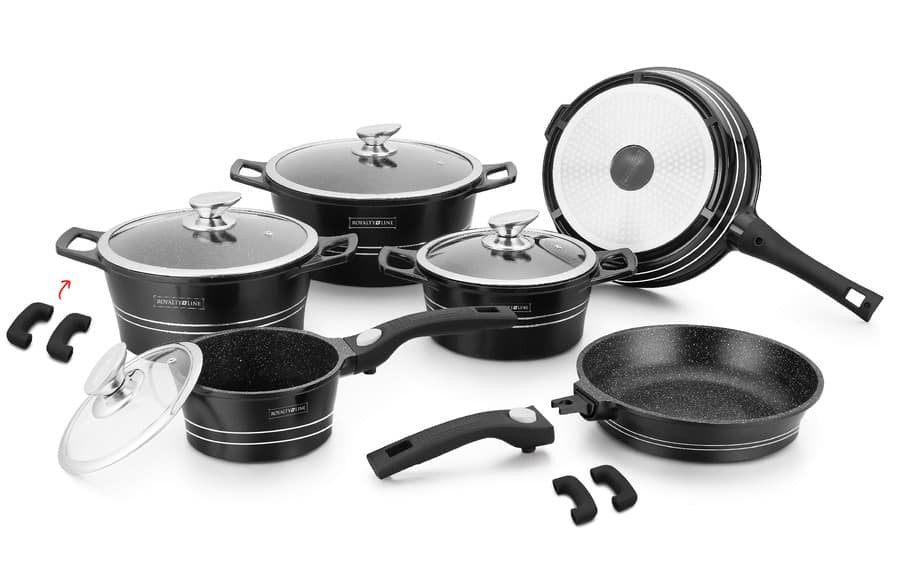 Set oale 14 piese cu interior marmorat negru - Royalty Line