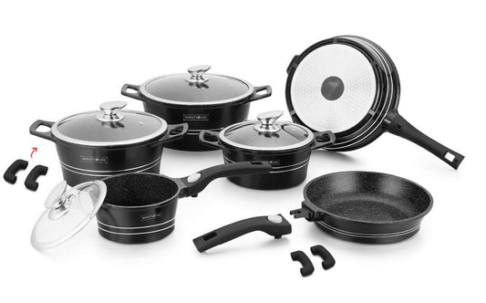 Set oale 14 piese cu interior marmorat negru - Royalty Line