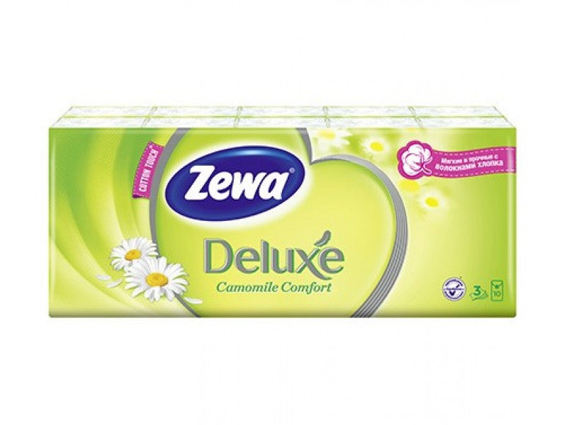 Set Servetele nazale in 3 straturi, albe, Zewa Camomile Comfort 10 buc