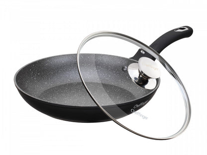 Tigaie antiaderenta din aluminiu cu interior marmorat cu capac 24 cm