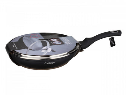 Tigaie antiaderenta din aluminiu cu interior marmorat cu capac 24 cm