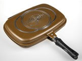 Tigaie dubla cu interior marmorat 36 cm maro - PLATINUM