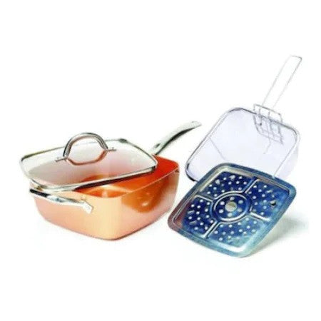Tigaie patrata non stick 24 cm cu interior placat cu cupru - Royalty