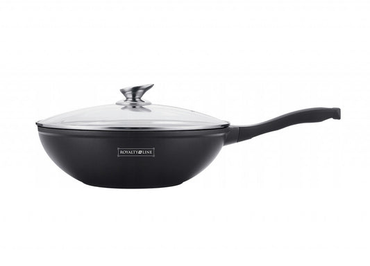 Tigaie wok cu interior marmorat cu capac 4.4 l, 30 cm - Royalty Line